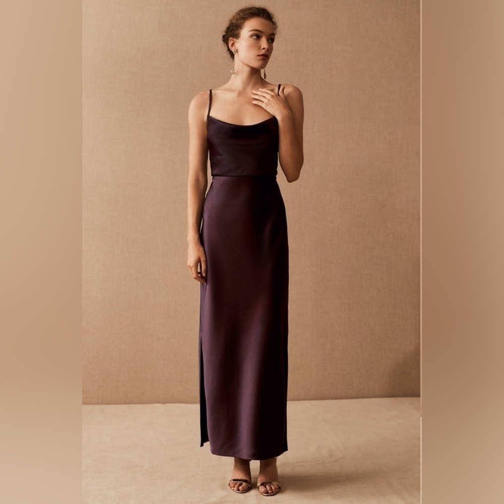 BHLDN Purple Cowl Neck Dress
